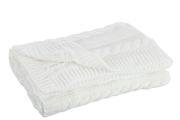 J-line - Plaid Twist Polyester Wit - 130x180x3cm