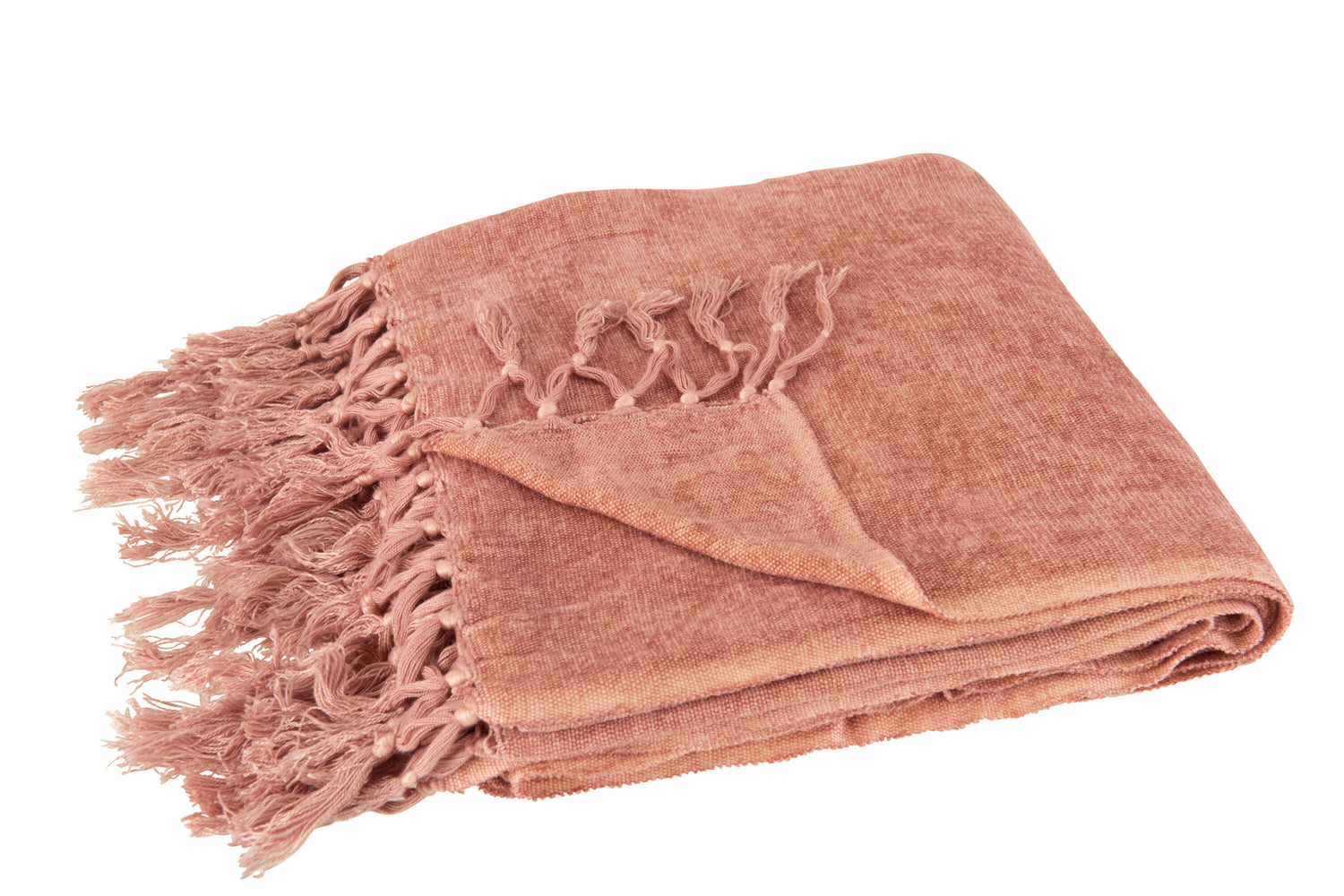 J-line - Plaid Kwast Viscose Roze - 170x130x0.5cm