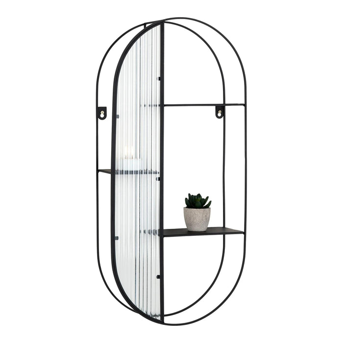 QUVIO Wandrek Mila - 3 Planken - Staal - Glas - Zwart