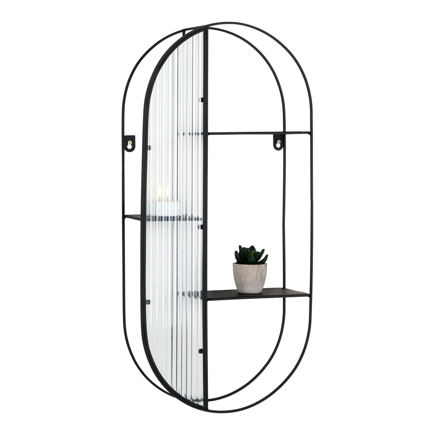 QUVIO Wandrek Mila - 3 Planken - Staal - Glas - Zwart