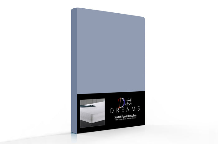 Dutch Dreams Hoeslaken Flanel Stretch - 25cm Hoek - 2x - licht blauw
