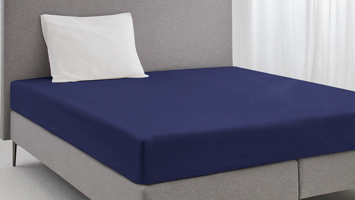 Eleganzzz Hoeslaken Katoen Perkal 35cm Hoekhoogte - donker blauw