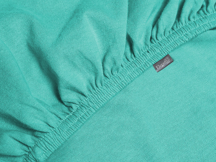 Eleganzzz Hoeslaken Jersey Katoen Stretch 35cm Hoge Hoek - aqua