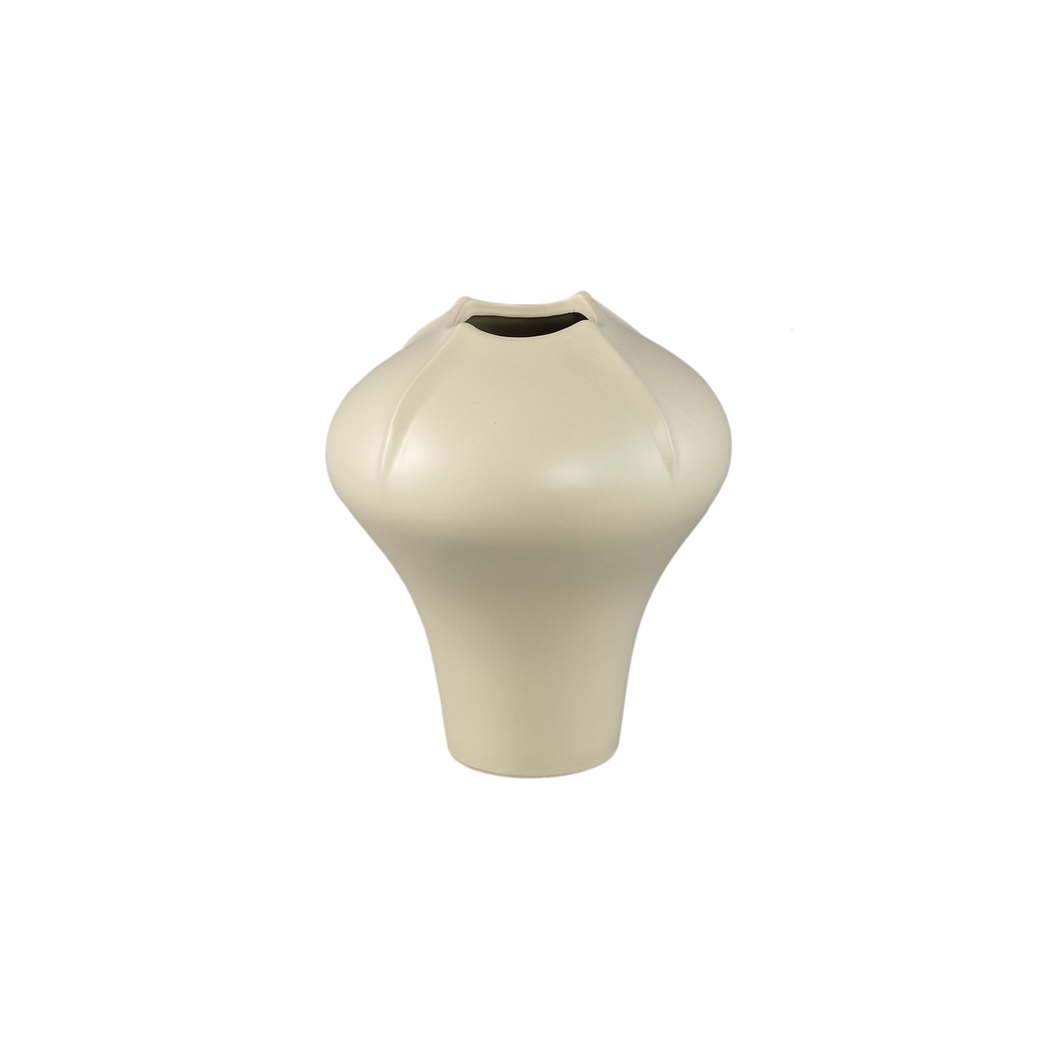 PTMD Ginos Cream Matt Ceramic Organic Bulb Vase S