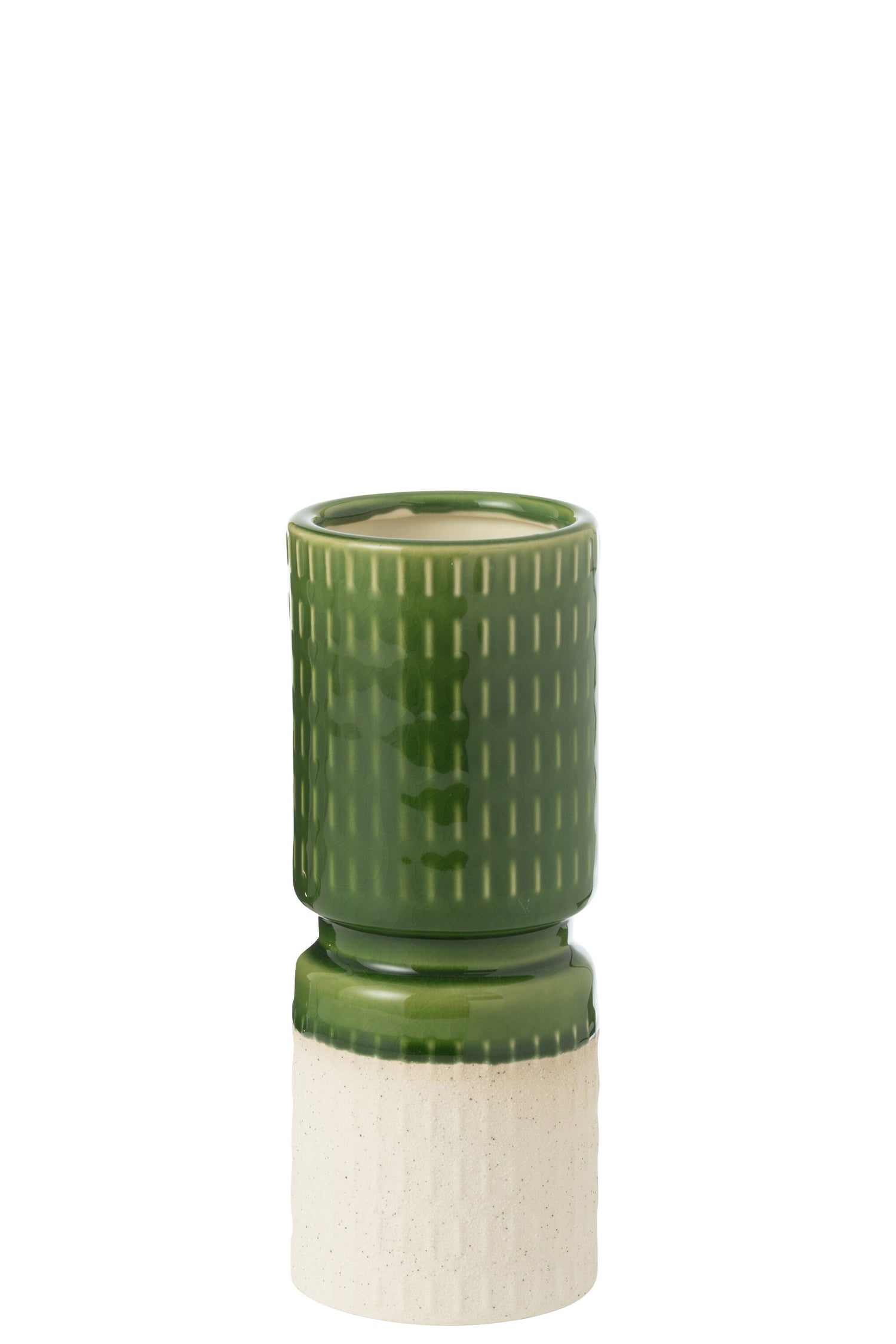 J-Line vaas Reya Rond - porselein - wit|groen - small - 24 cm hoog