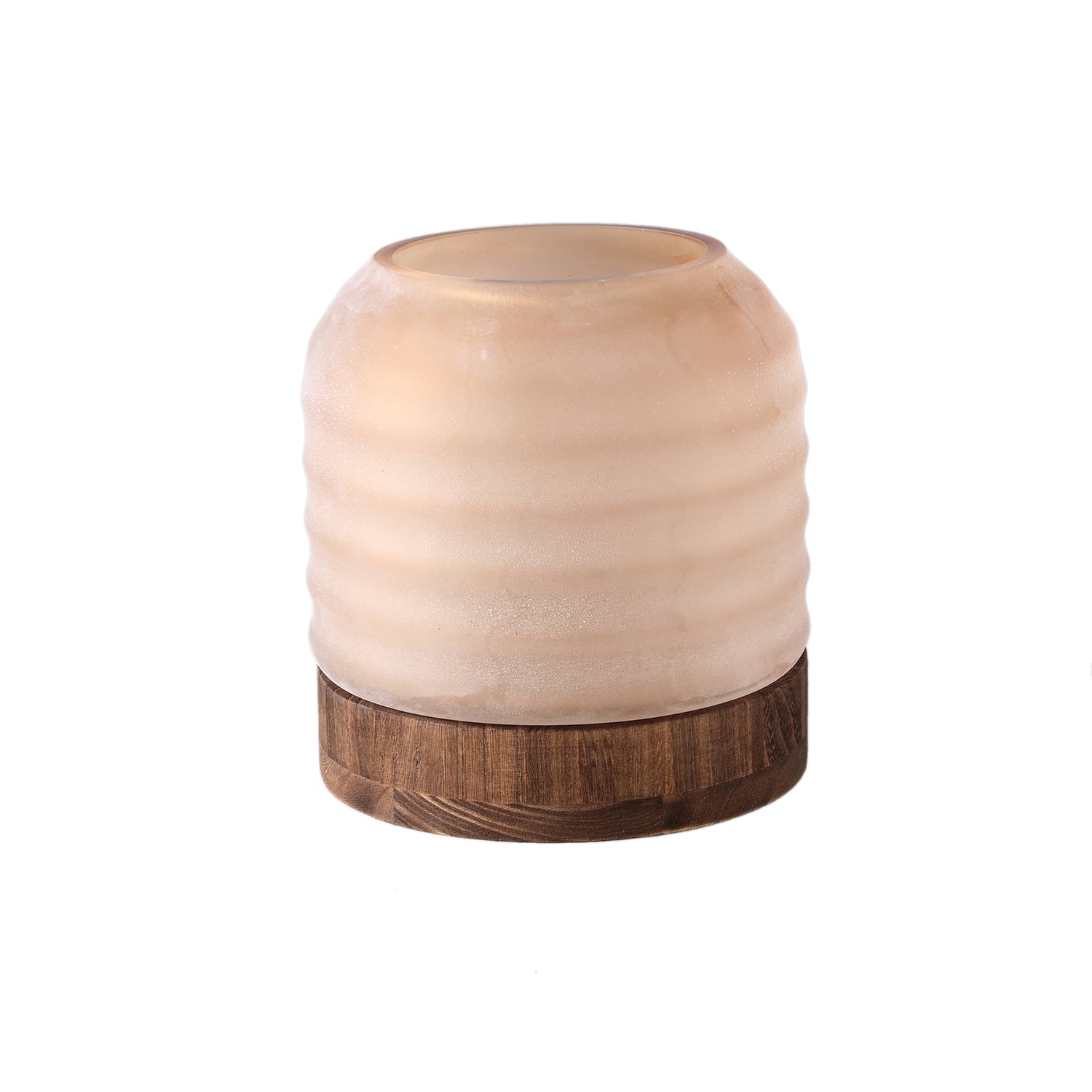 PTMD Yana Brown Mattre Ribbed Glass Vase Round Low