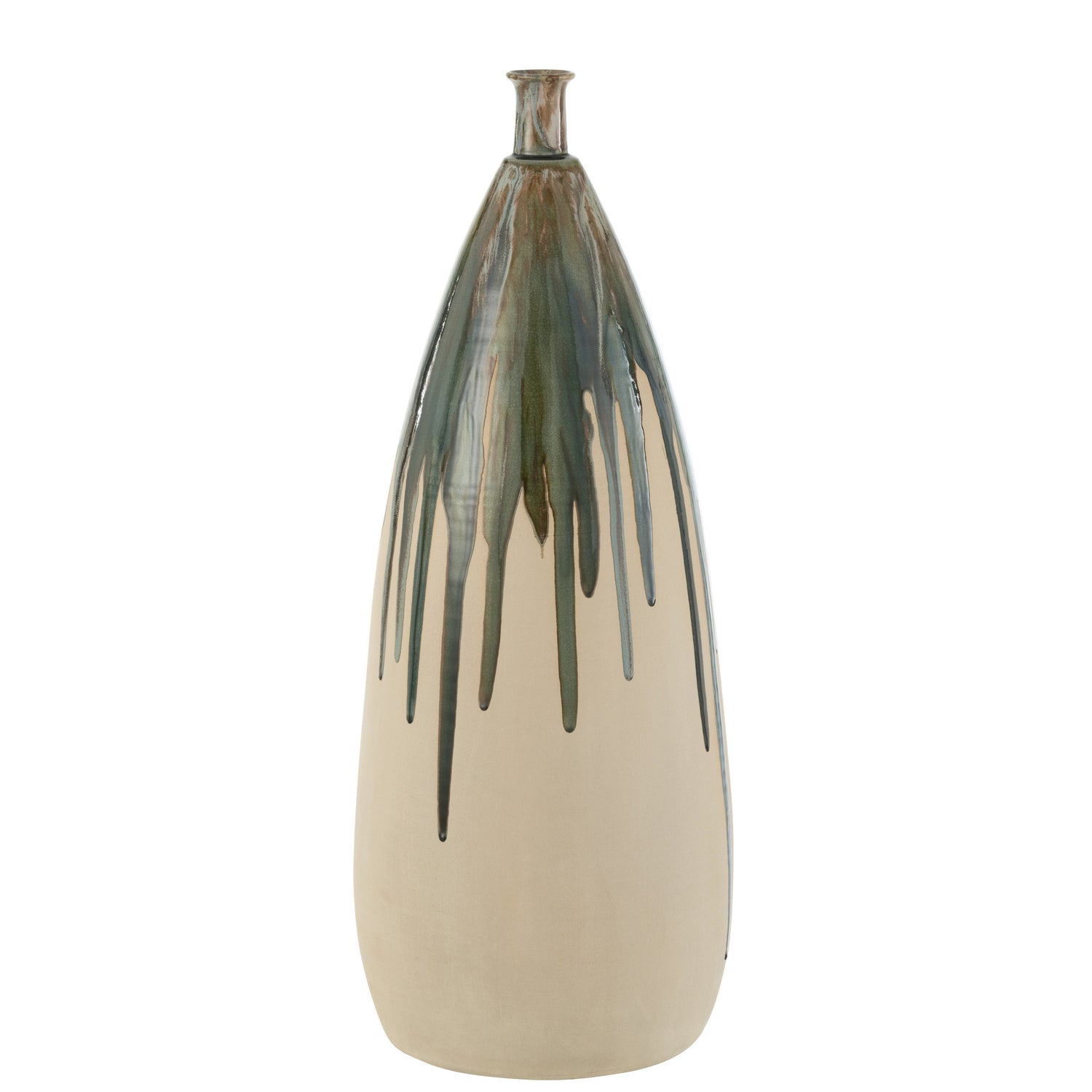 J-Line vaas Verf - keramiek - naturel|groen - large - 73 cm