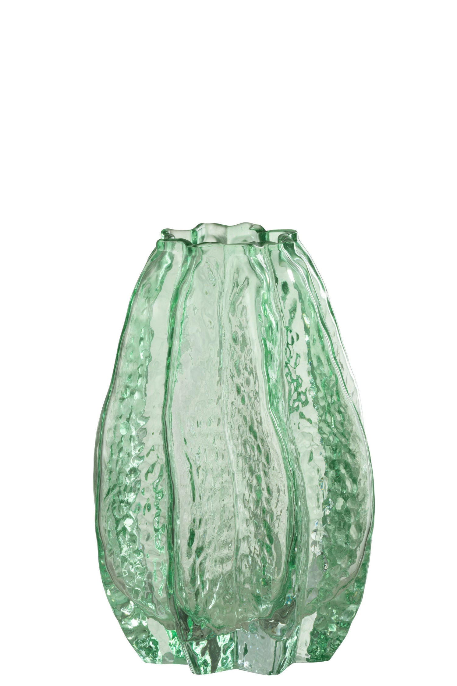 J-Line vaas Ribbels - glas - aqua - small - 20 cm hoog