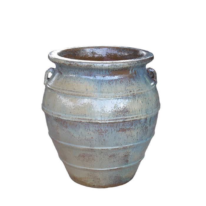 PTMD Athulya Cream Round Ceramic Jar Pot Rough Finish