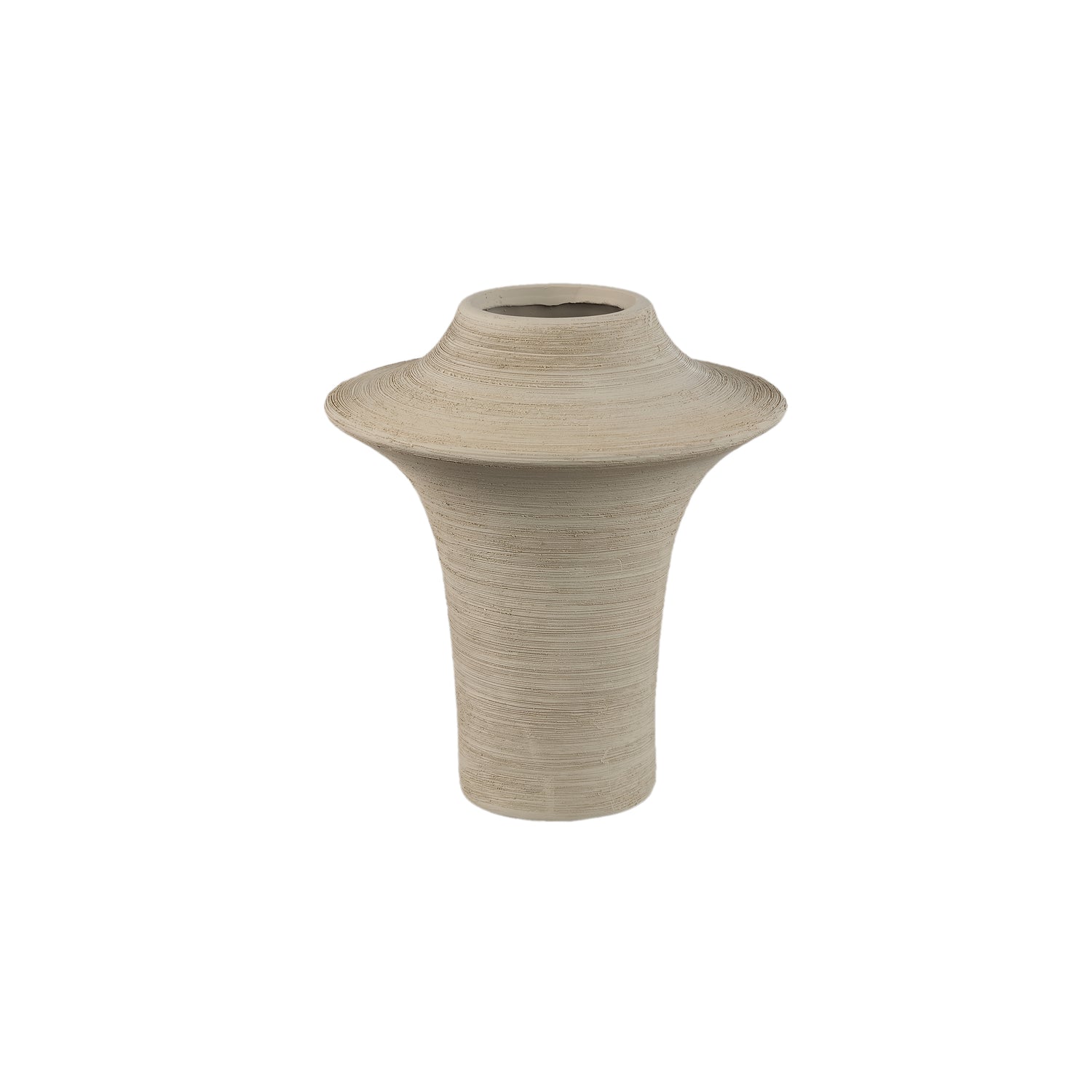 PTMD Rinder Beige Matt Ceramic Wide Ring Vase High S