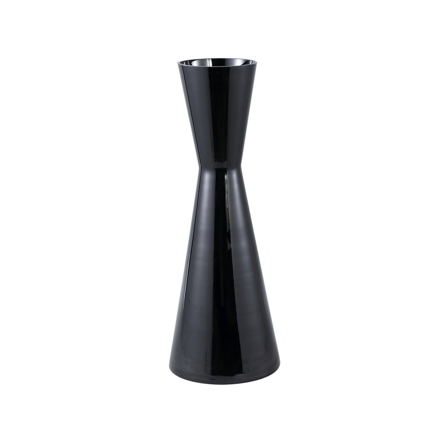 PTMD Corena Black Glass Vase Solid Black Double Cone L