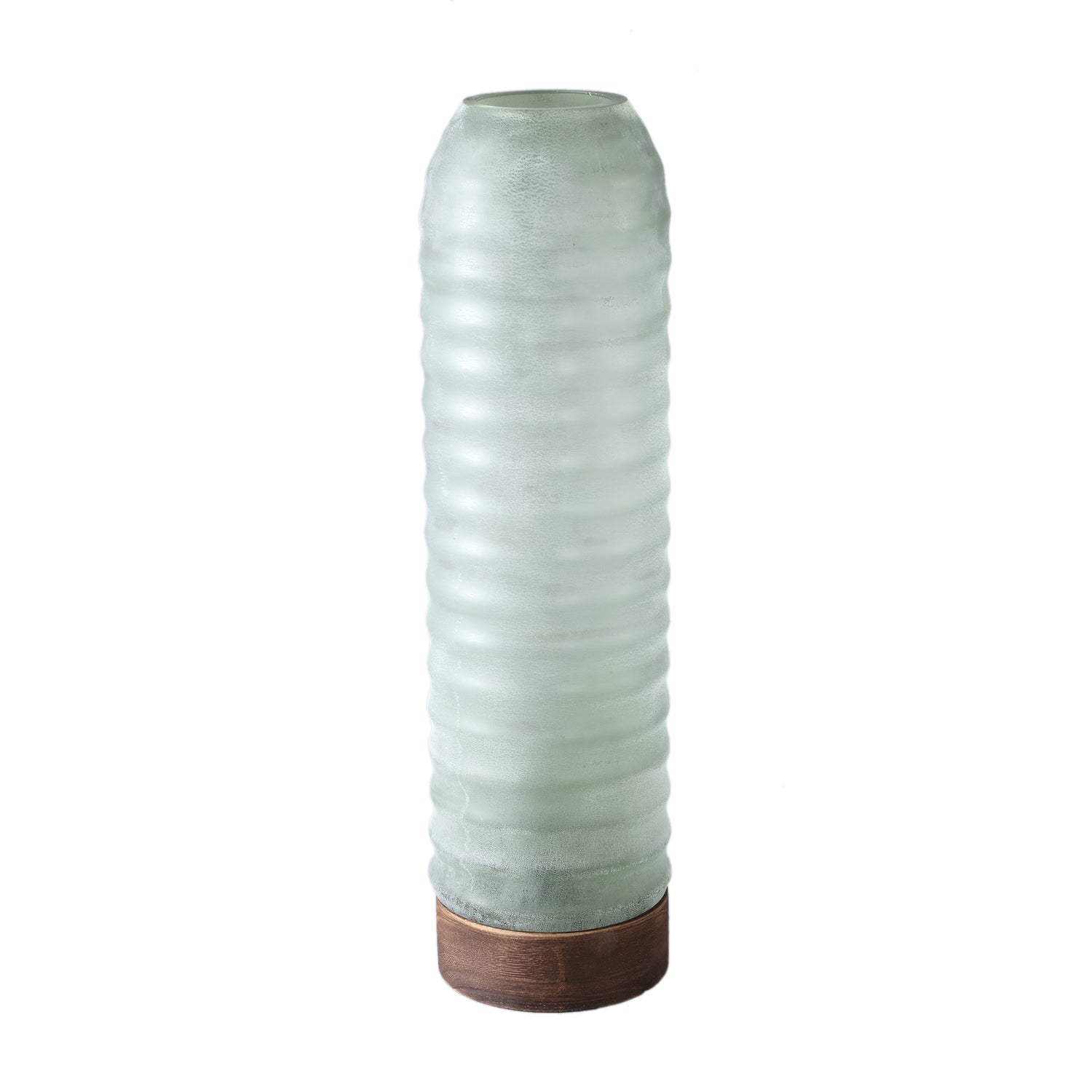 PTMD Yana Green Matte Ribbed Glass Vase Round High L