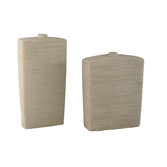 PTMD Janettee Beige Rectangle Shaped Ceramic Bottle L