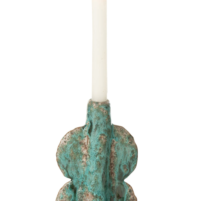 J-Line vaas Naga Smal - keramiek - azuur|bruin - 20 cm hoog