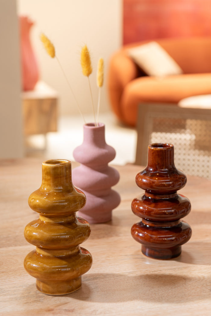 J-Line vaas Buoys - porselein - mix - 3 stuks - 14 cm hoog