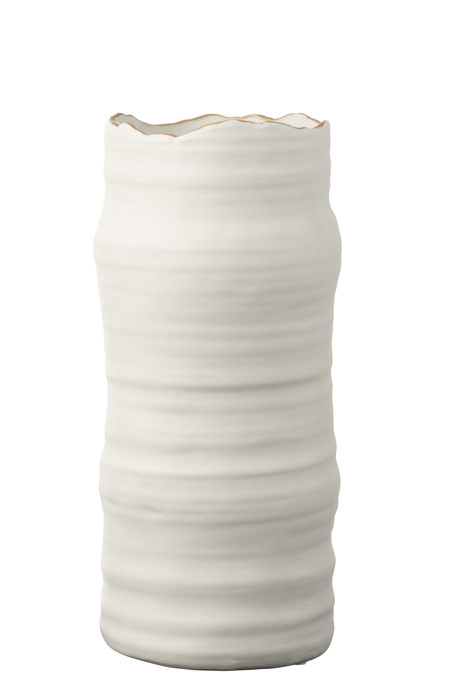 J-Line vaas Golven - porselein - wit|goud - 31.5 cm hoog