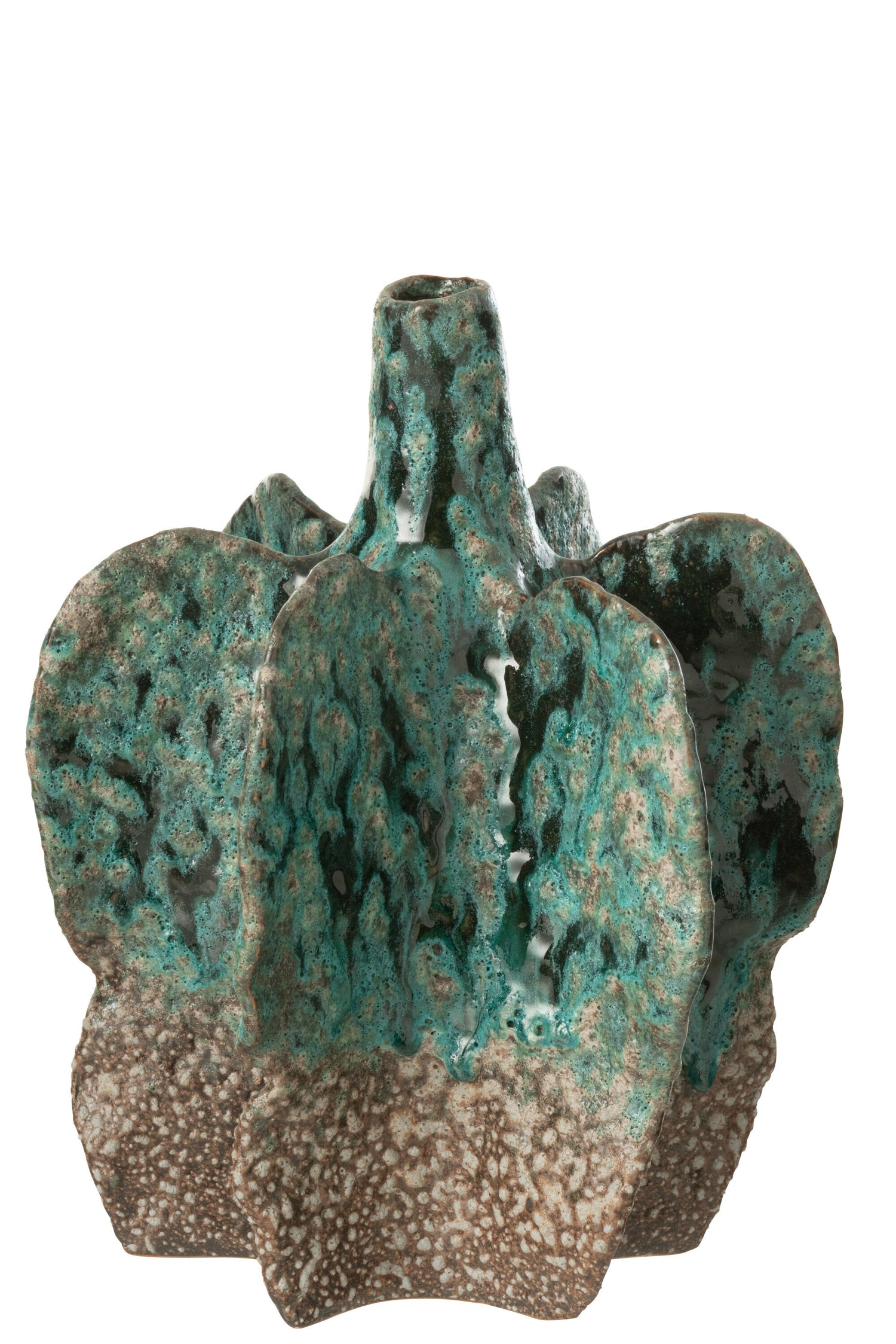 J-Line vaas Naga - keramiek - azuur|bruin - large - Ø 22.5 c