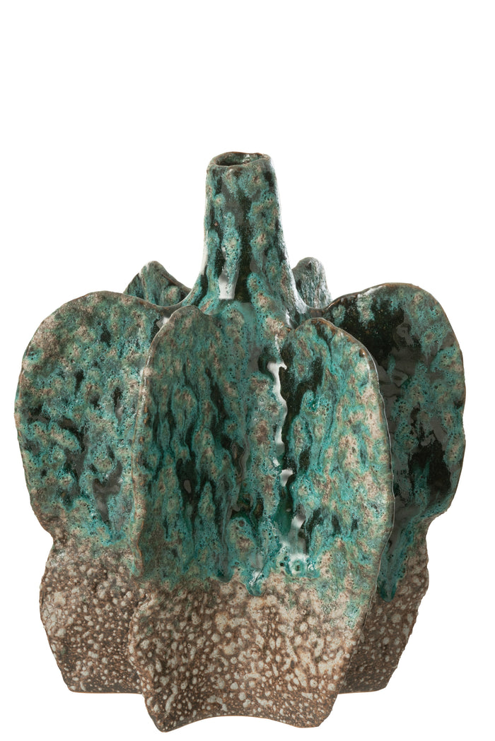 J-Line vaas Naga - keramiek - azuur|bruin - large - Ø 22.5 c