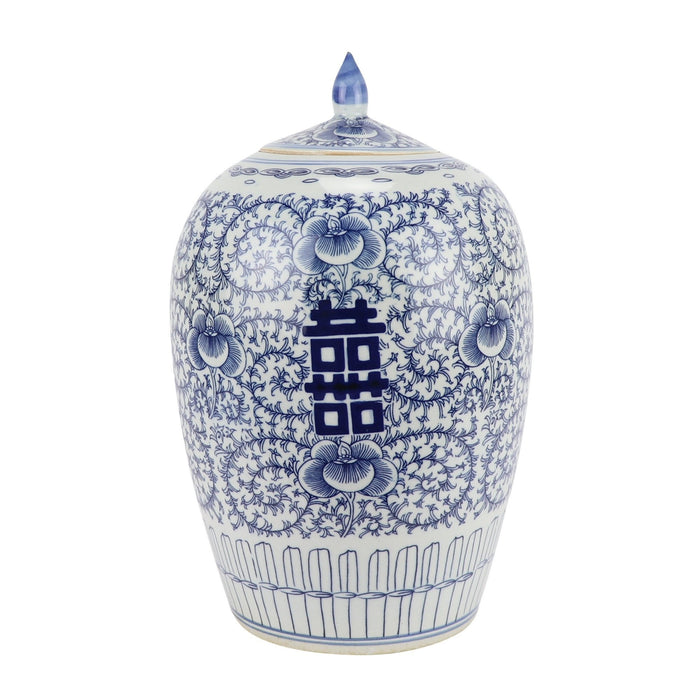Fine Asianliving Chinese Gemberpot Blauw Wit Dubbele