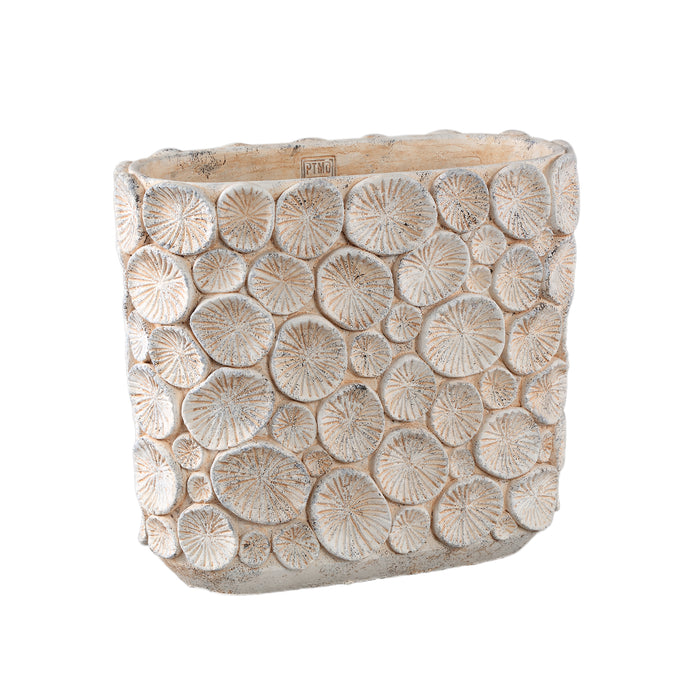 PTMD Ayisy Cream Oval Cement Pot With Coral L