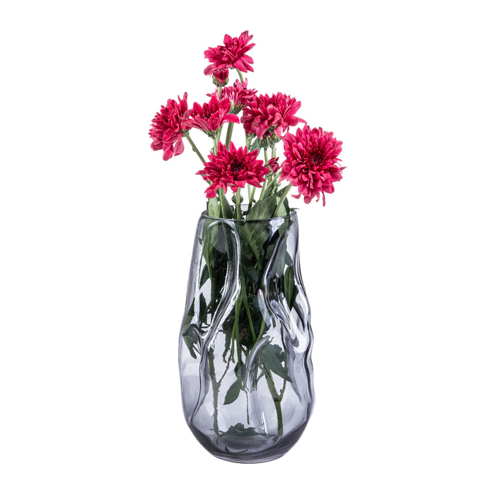 QUVIO Vaas ingedeukt – Maat L – Glas – Grijs