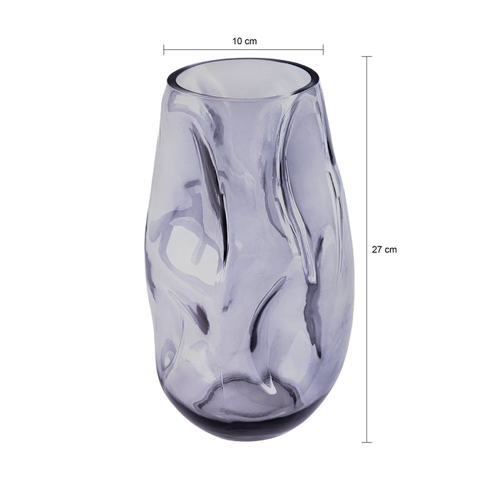 QUVIO Vaas ingedeukt – Maat L – Glas – Grijs