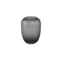 PTMD Nadah Grey Round Ribbed Glass Vase Low