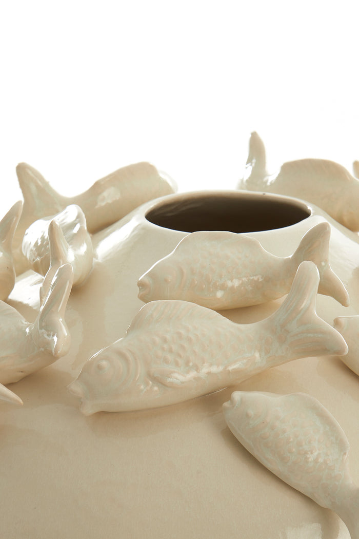 Light & Living - Vaas FISH - Ø41.5x32cm - Wit