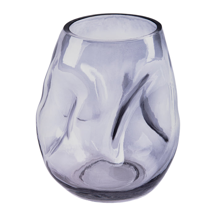 QUVIO Vaas ingedeukt – Maat S – Glas – Grijs