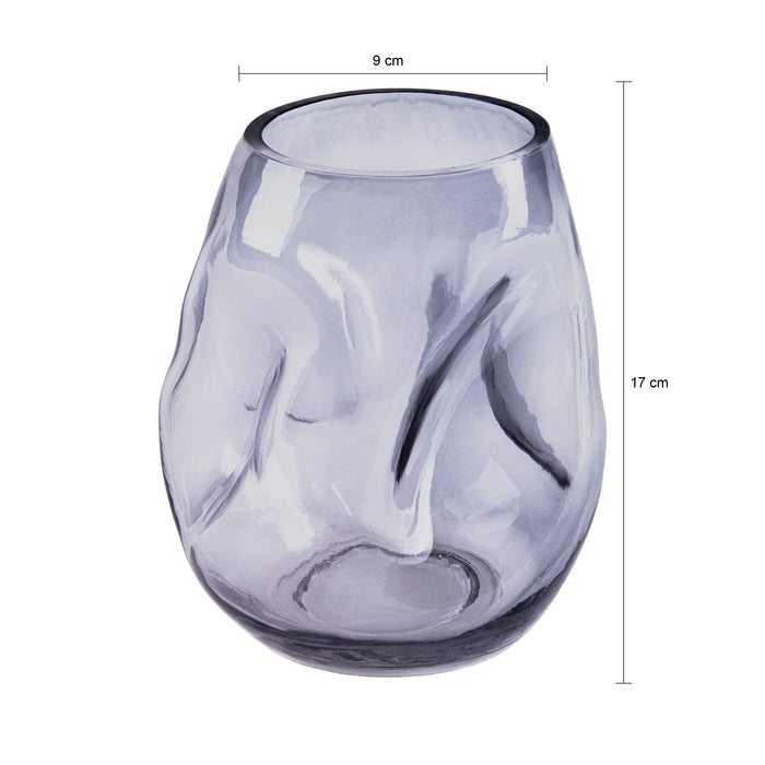 QUVIO Vaas ingedeukt – Maat S – Glas – Grijs