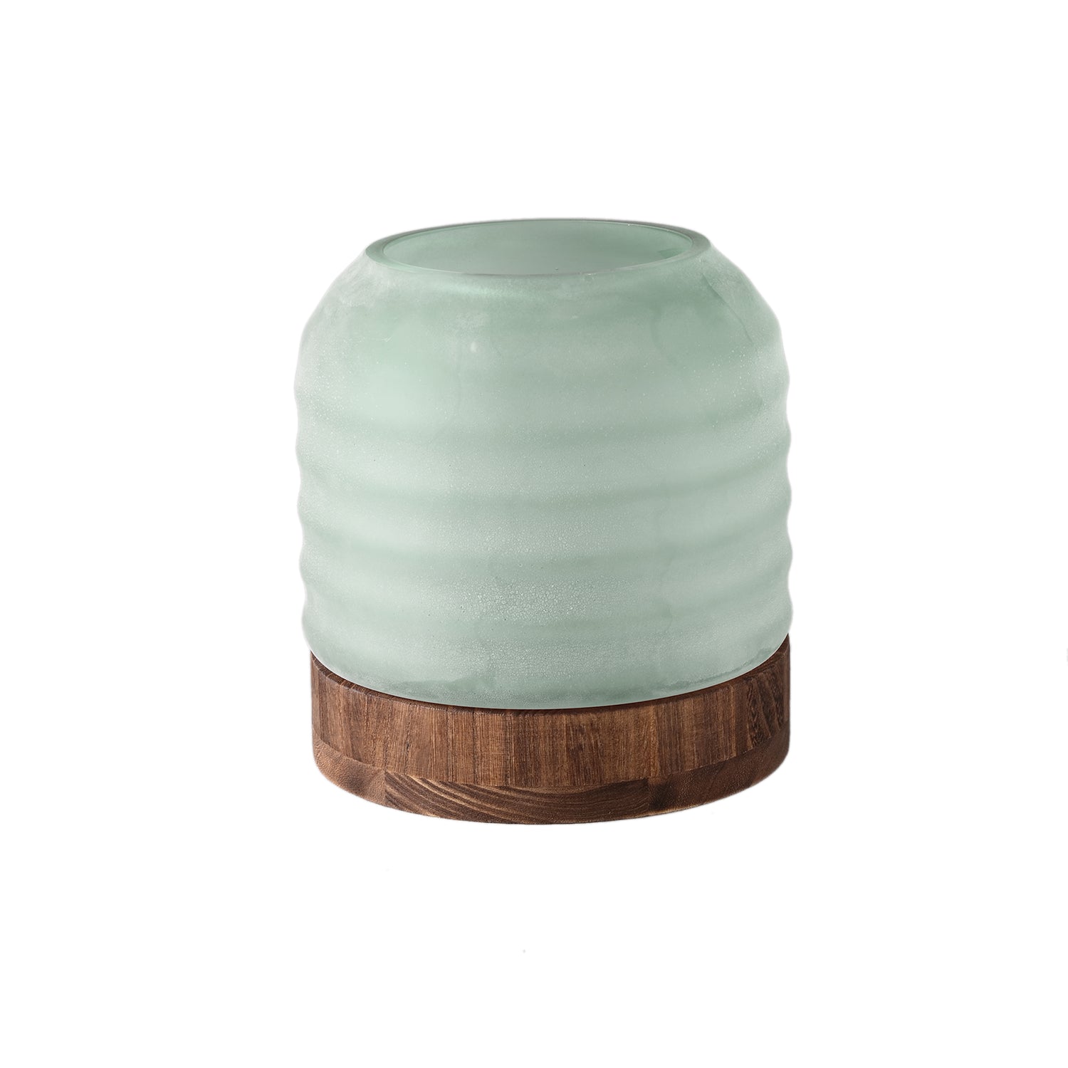 PTMD Yana Green Matte Ribbed Glass Vase Round Low