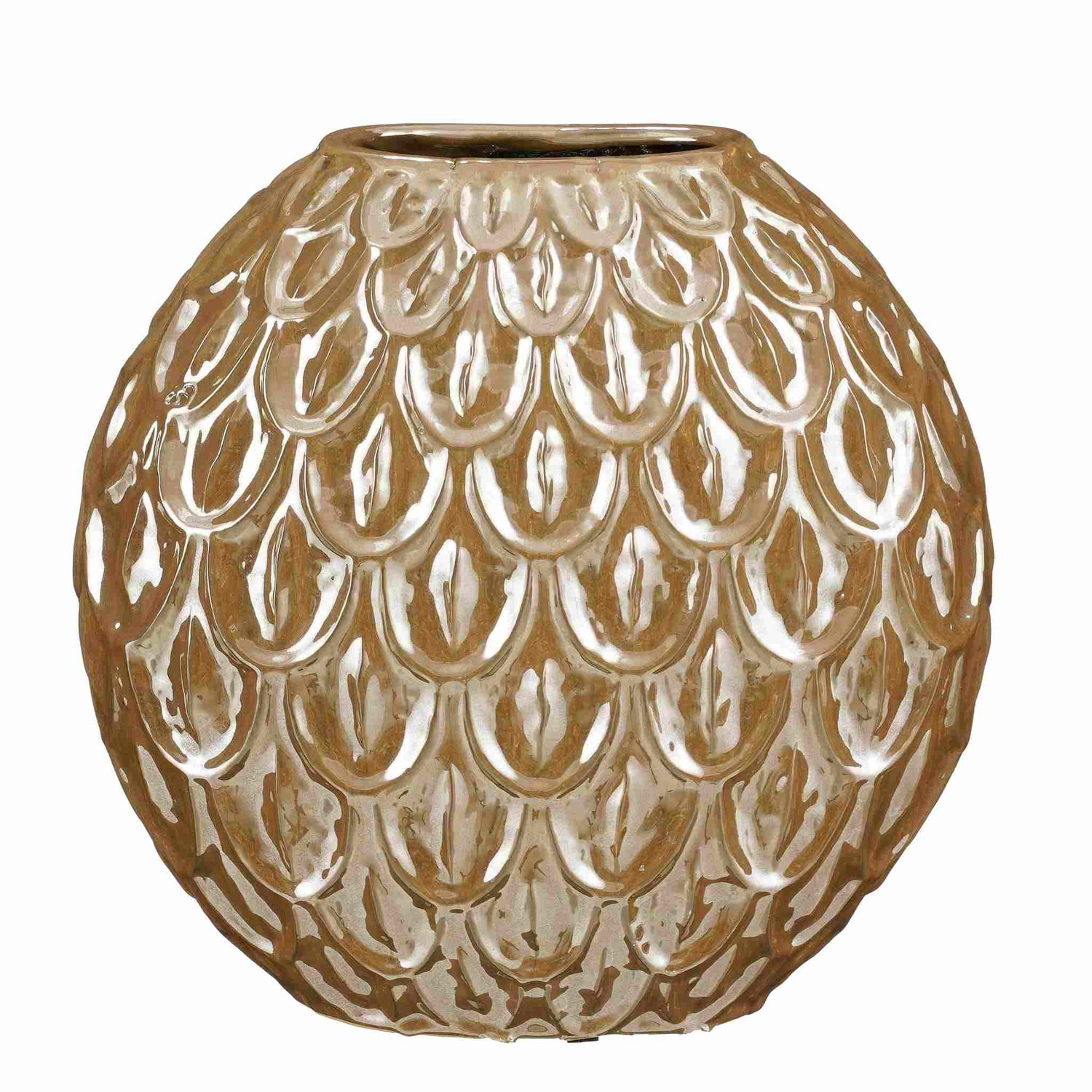 Mica Decorations Vaas Quinn - 34x17x34 cm - Keramiek - Bruin