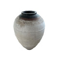 PTMD Jinsu White Round GRC Jar Pot With Lines Low