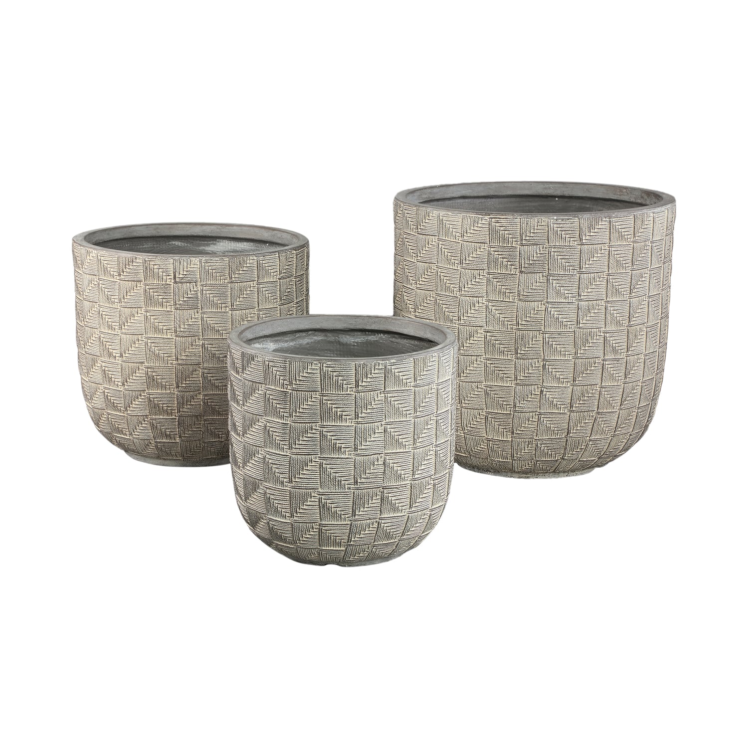 PTMD Suguna Grey Round Magnesium Pot Squares Low SV3