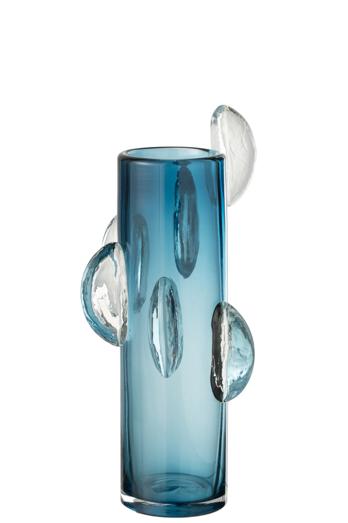 J-Line vaas Steggy - glas - blauw - large - 37 cm hoog
