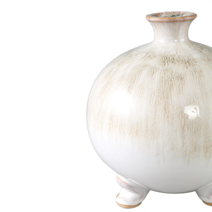 PTMD Zoran Cream ceramic glazed bottle pot bulb foot L