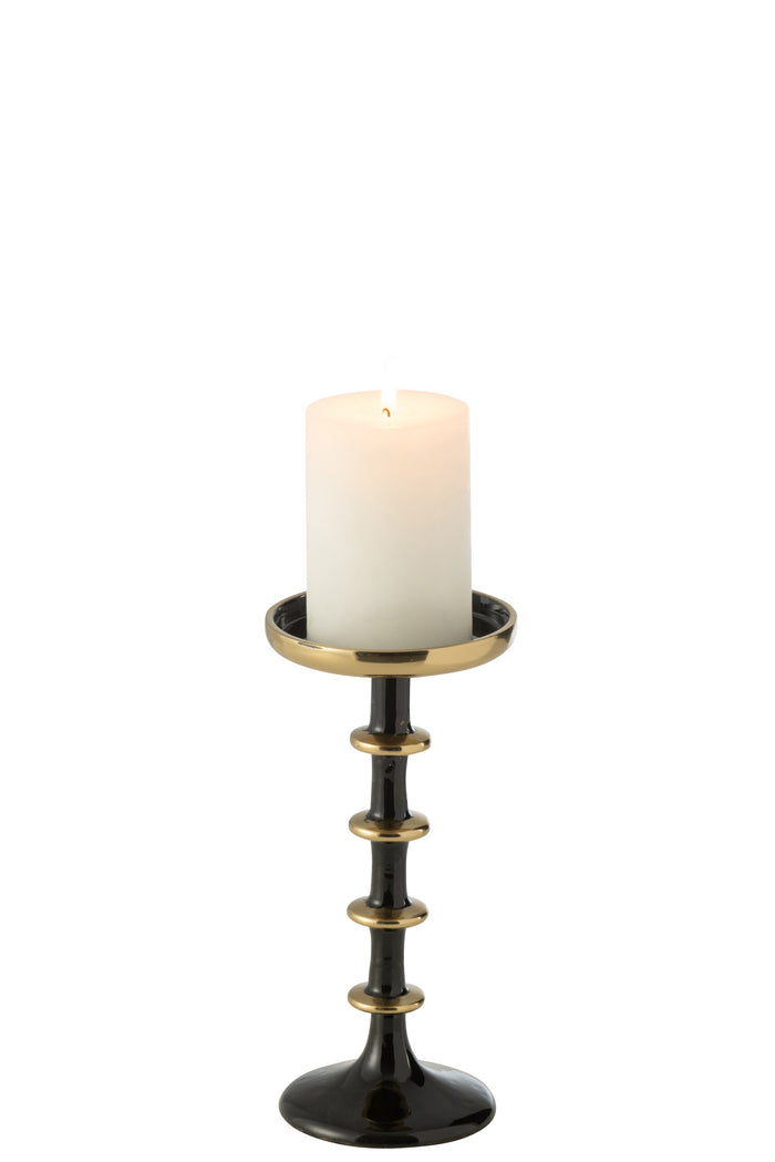 J-line - Kaarshouder  Bal Metaal Zwart|goud Small - 11x11x23cm