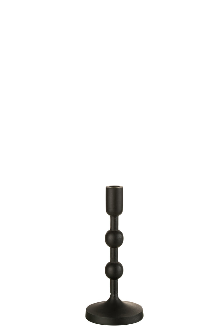 J-line - Kandelaar Bollen Aluminium Zwart Large - 12.5x12.5x29cm
