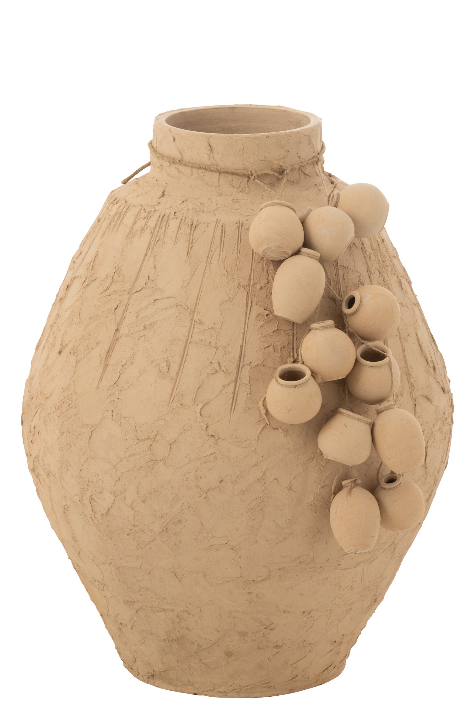 J-Line vaas + hangpotjes - keramiek - naturel - Ø 45 cm