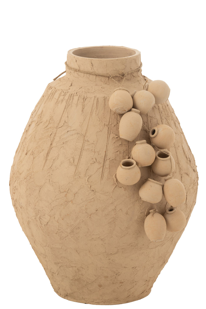 J-Line vaas + hangpotjes - keramiek - naturel - Ø 45 cm