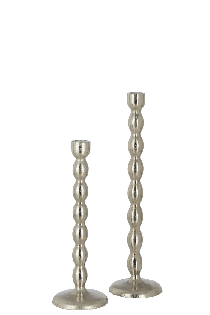 J-line - Kandelaar Bollen Mat Aluminium Zilver Large - 10.5x10.5x40cm