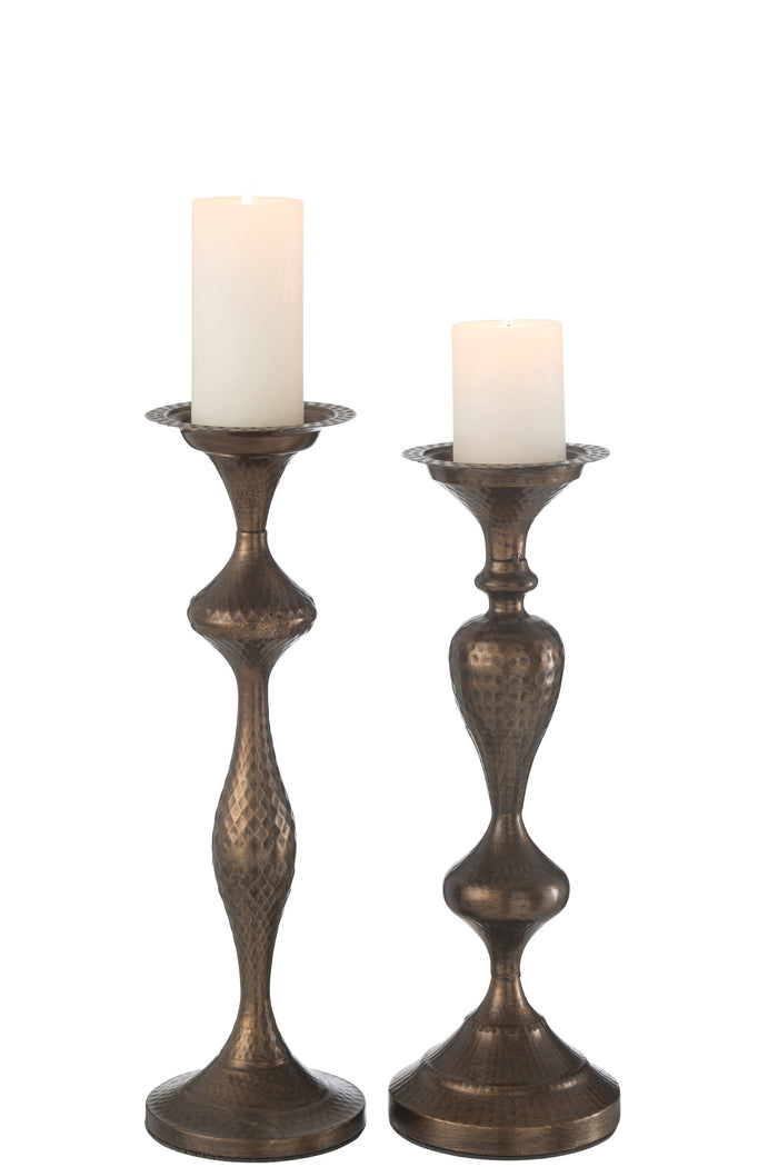 J-line - Set Van 2 Kaarshouder Metaal Bruin - 15x15x43.5cm