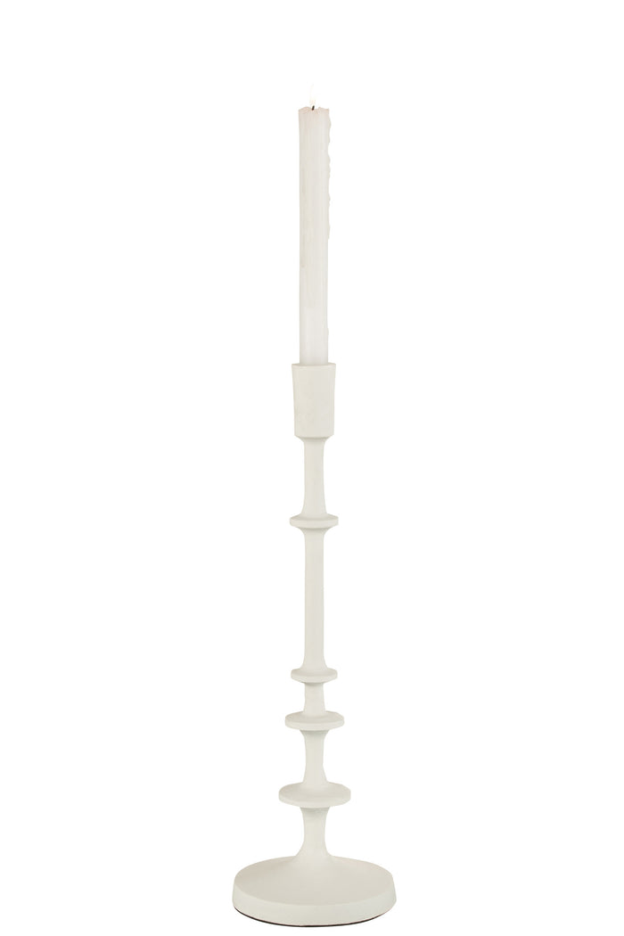 J-line - Kandelaar Izy Aluminium Wit Large - 12.5x12.5x42.5cm