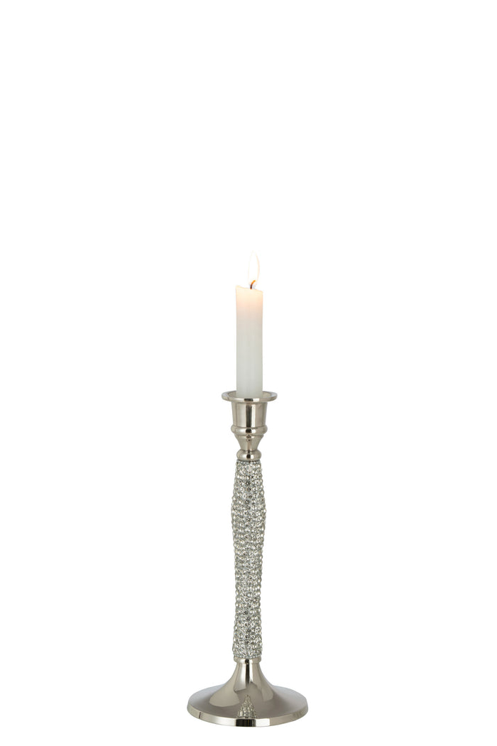 J-line - Kandelaar Diamant Aluminium Zilver Medium - 10x10x27cm
