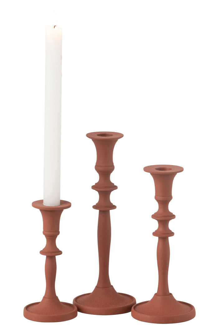 J-line - Set 3 Kaarshouders Klassiek  Aluminium Roest - 8.5x8.5x23.5cm