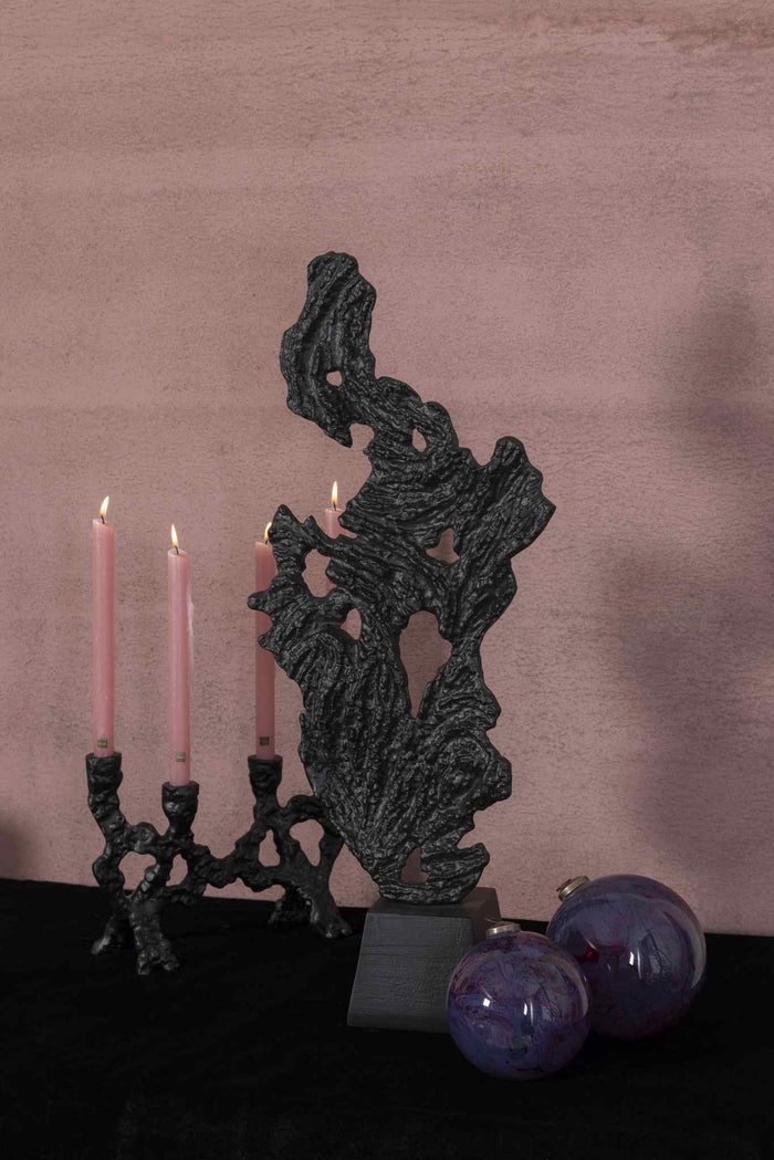 PTMD Amato Black Casted Alu Rough Abstract Statue