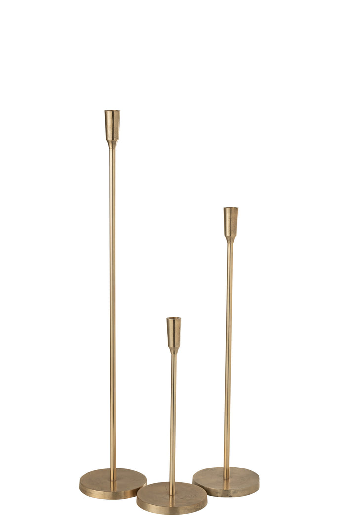 J-line - Kandelaar Metaal Goud Large - 15.5x15.5x79.5cm