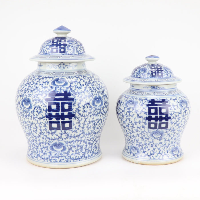 Fine Asianliving Chinese Gemberpot Blauw Wit Dubbele