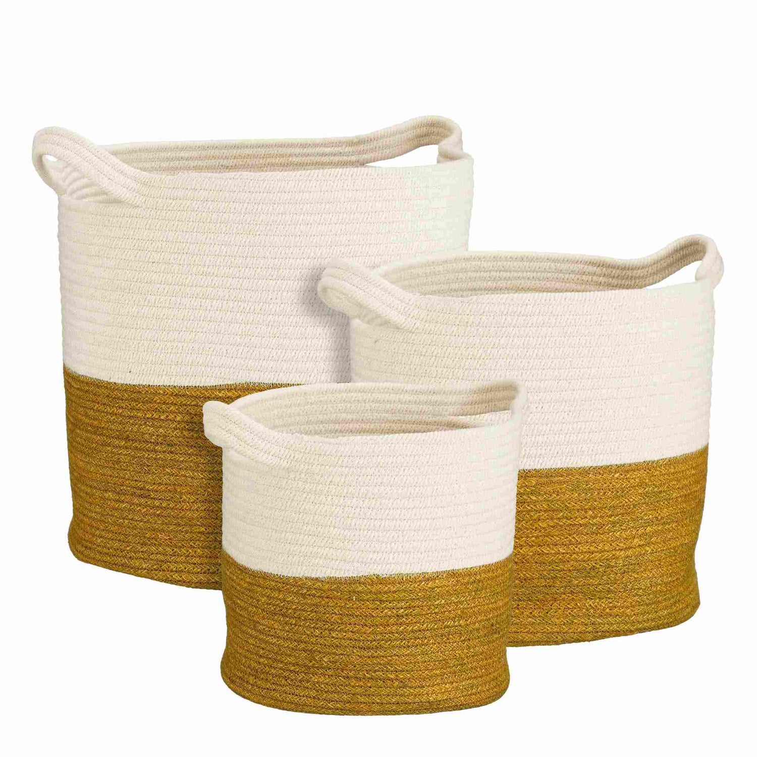 Mica Decorations Mand Lizet - 35x35x35 cm - Jute - Geel - Set van 3