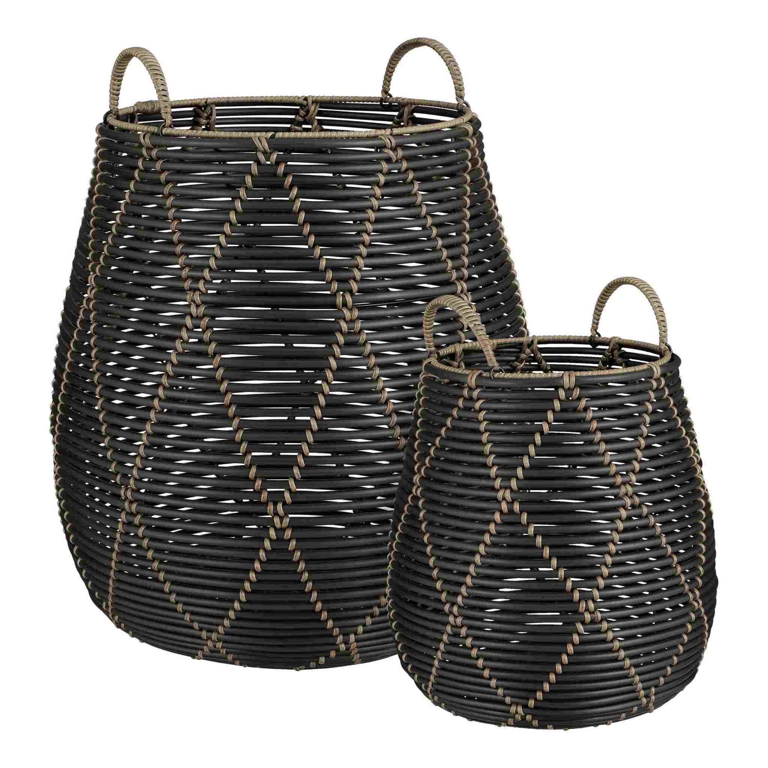 Mica Decorations Mand Capeno - 47x47x50 cm - Gerecycled Plastic - Zwart - Set van 2